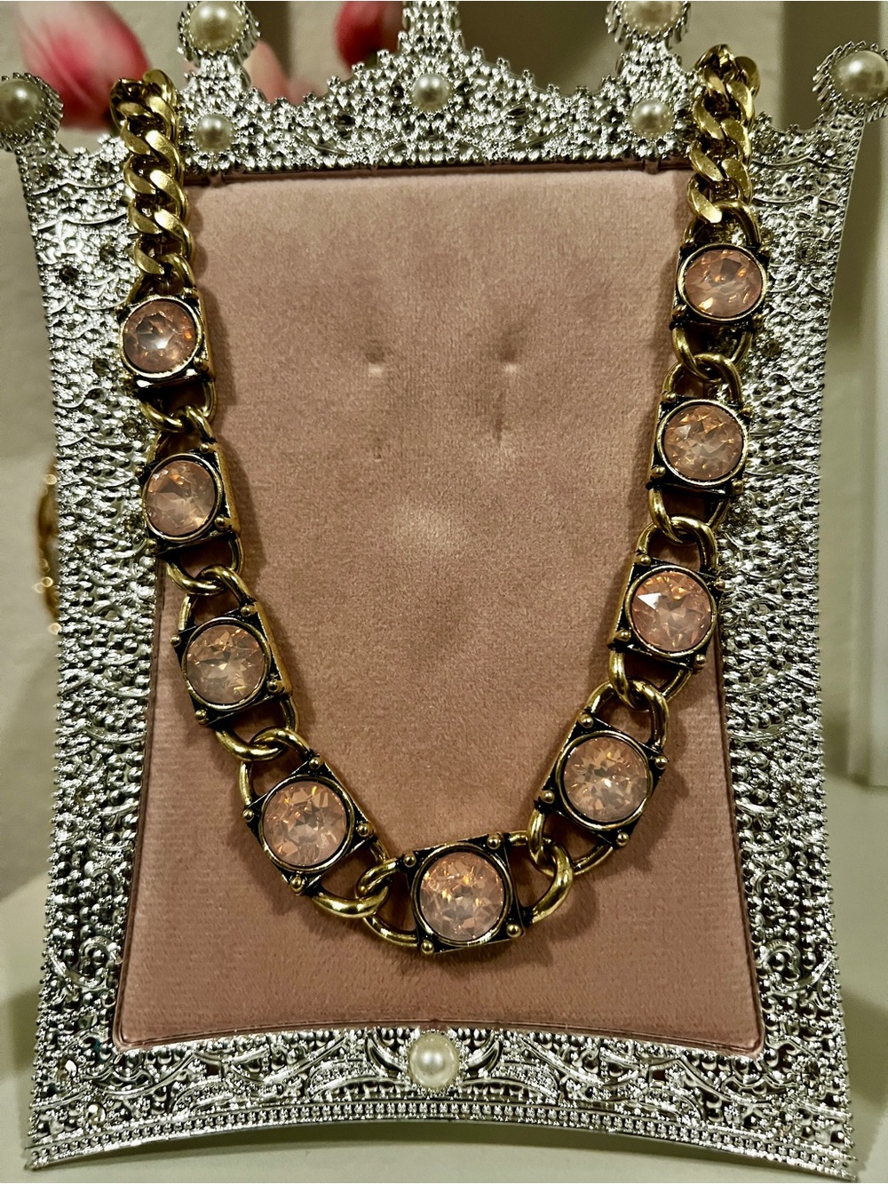 ATG Alice in Dallas Pink Opal Cuban Link Necklace